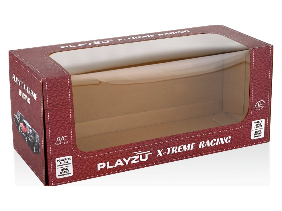 Landscape toy carton with a large die-cut window