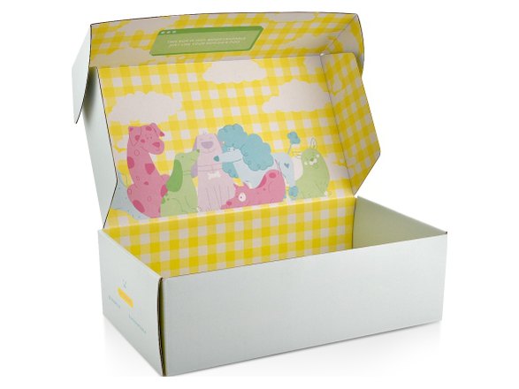 2-sided corrugated box printed on the inside face